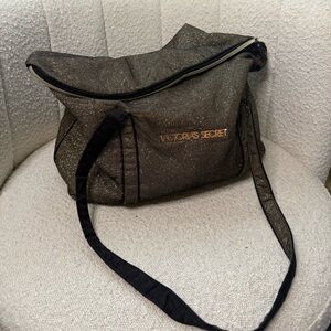Victoria's Secret Black and Gold Glitter Shoulder Bag